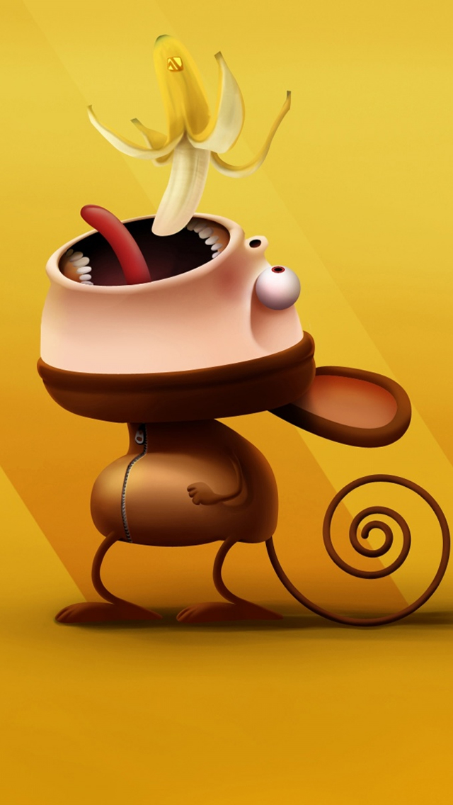 Funny Monkey Eating Bananas Iphone Wallpaper - Cute Monkey Wallpaper Iphone - HD Wallpaper 