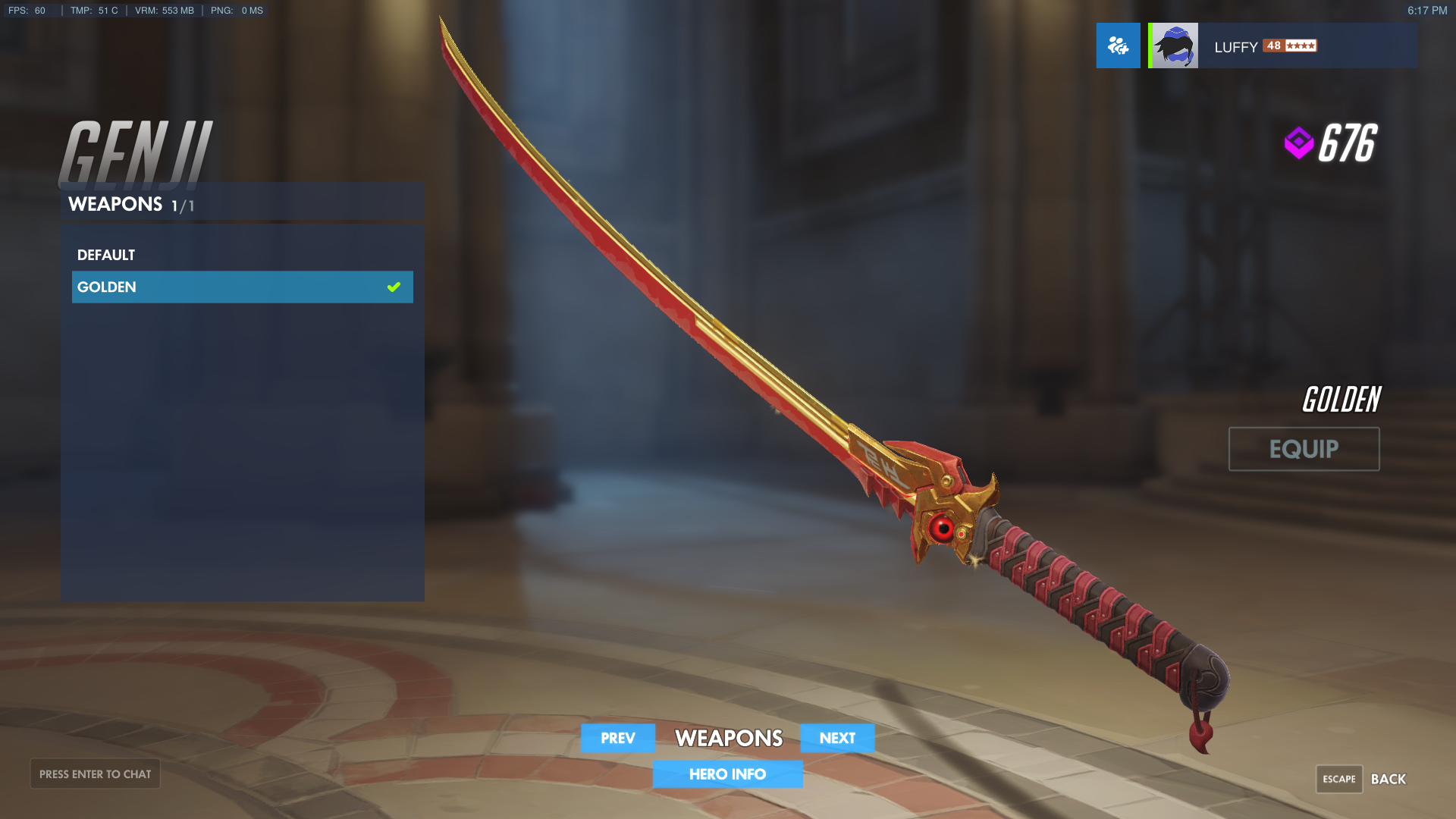 Genji Oni Sword Gold - HD Wallpaper 