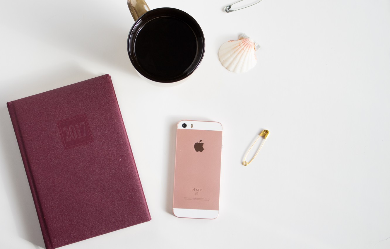 Photo Wallpaper Apple, Coffee, Notepad, Phone, Shell, - Iphone Notepad - HD Wallpaper 
