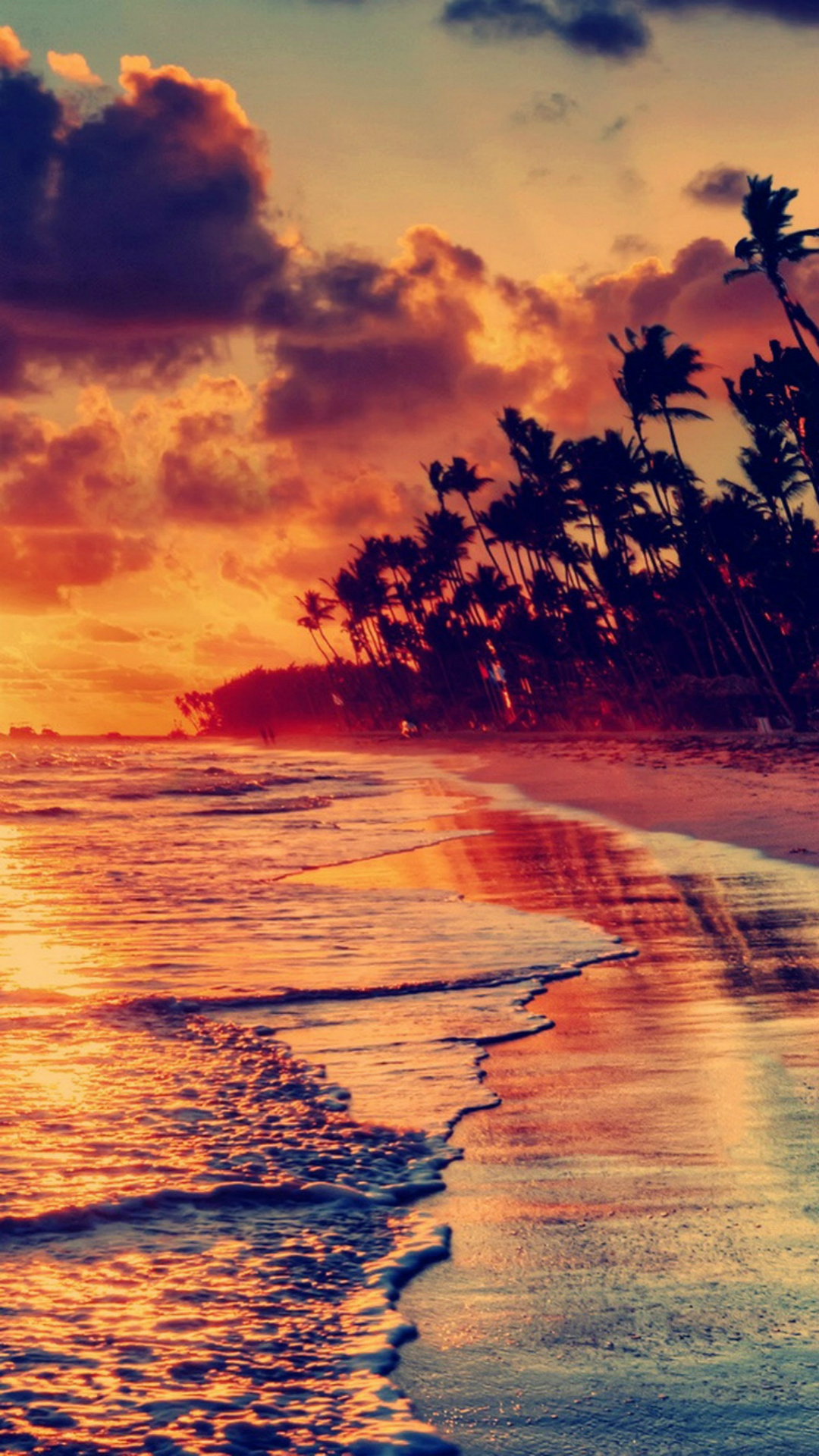 Nature Fire Sunset Beach Iphone 6 Wallpaper - Iphone Wallpaper Of Nature - HD Wallpaper 