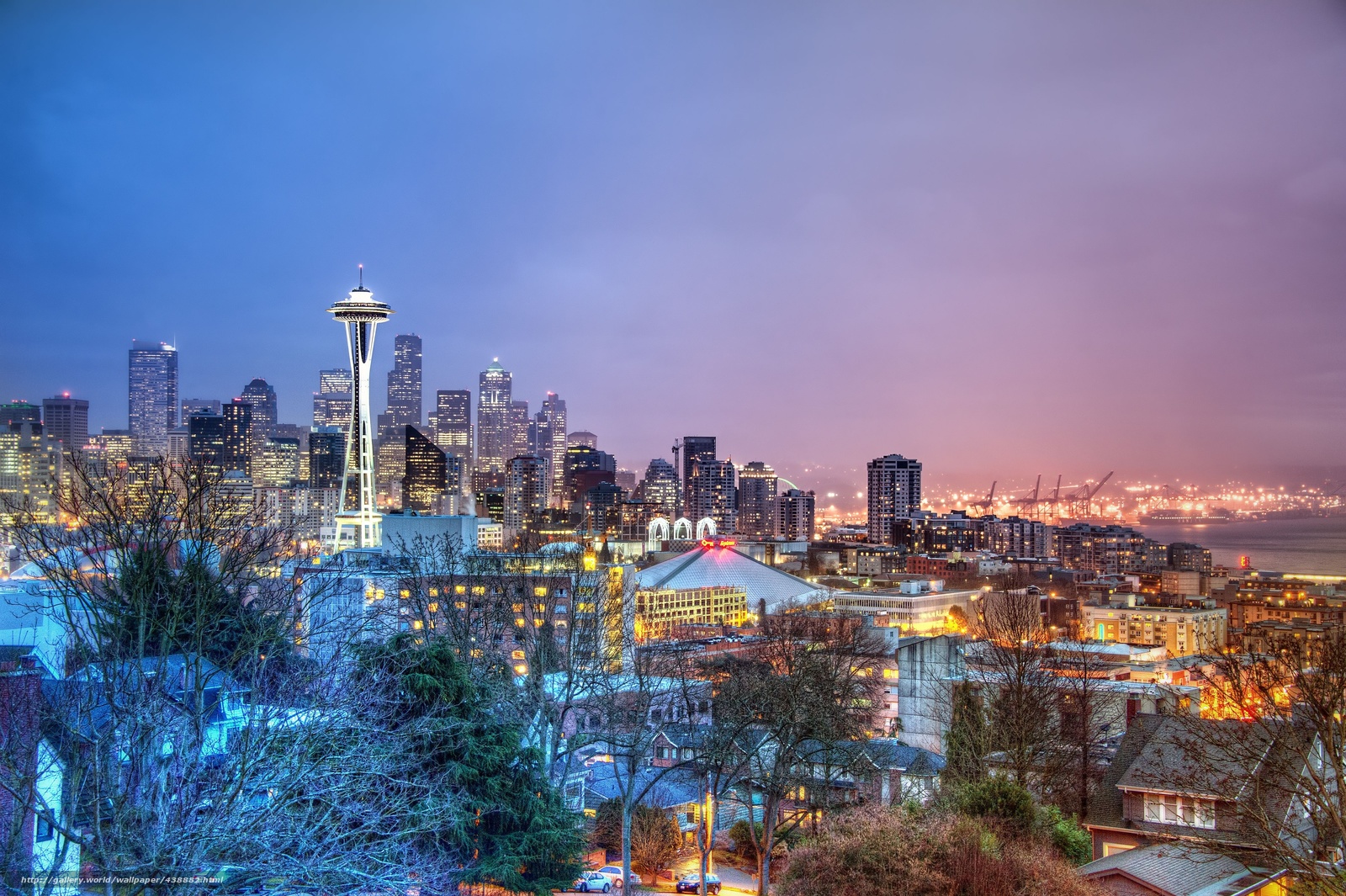 Download Wallpaper Seattle, Seattle, Night City, Panorama - Обои Для Рабочего Стола Город Сиетл - HD Wallpaper 