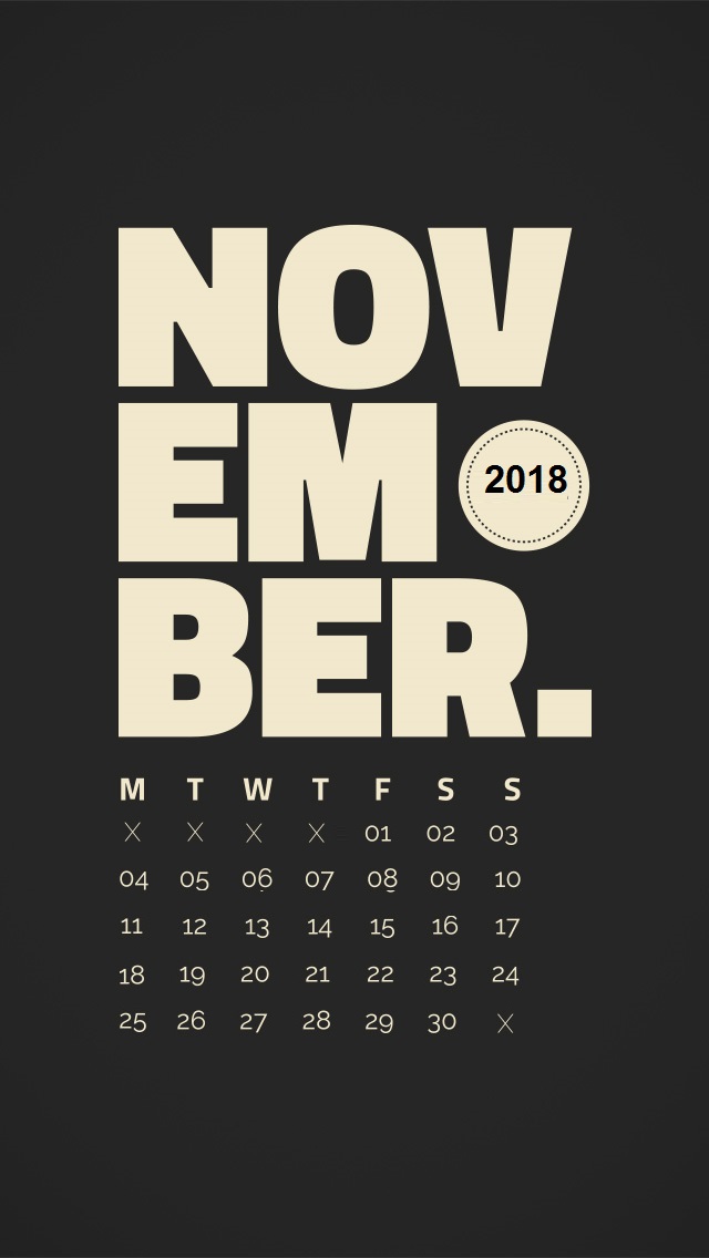 Free November 2018 Iphone Calendar Wallpapers - Poster - HD Wallpaper 