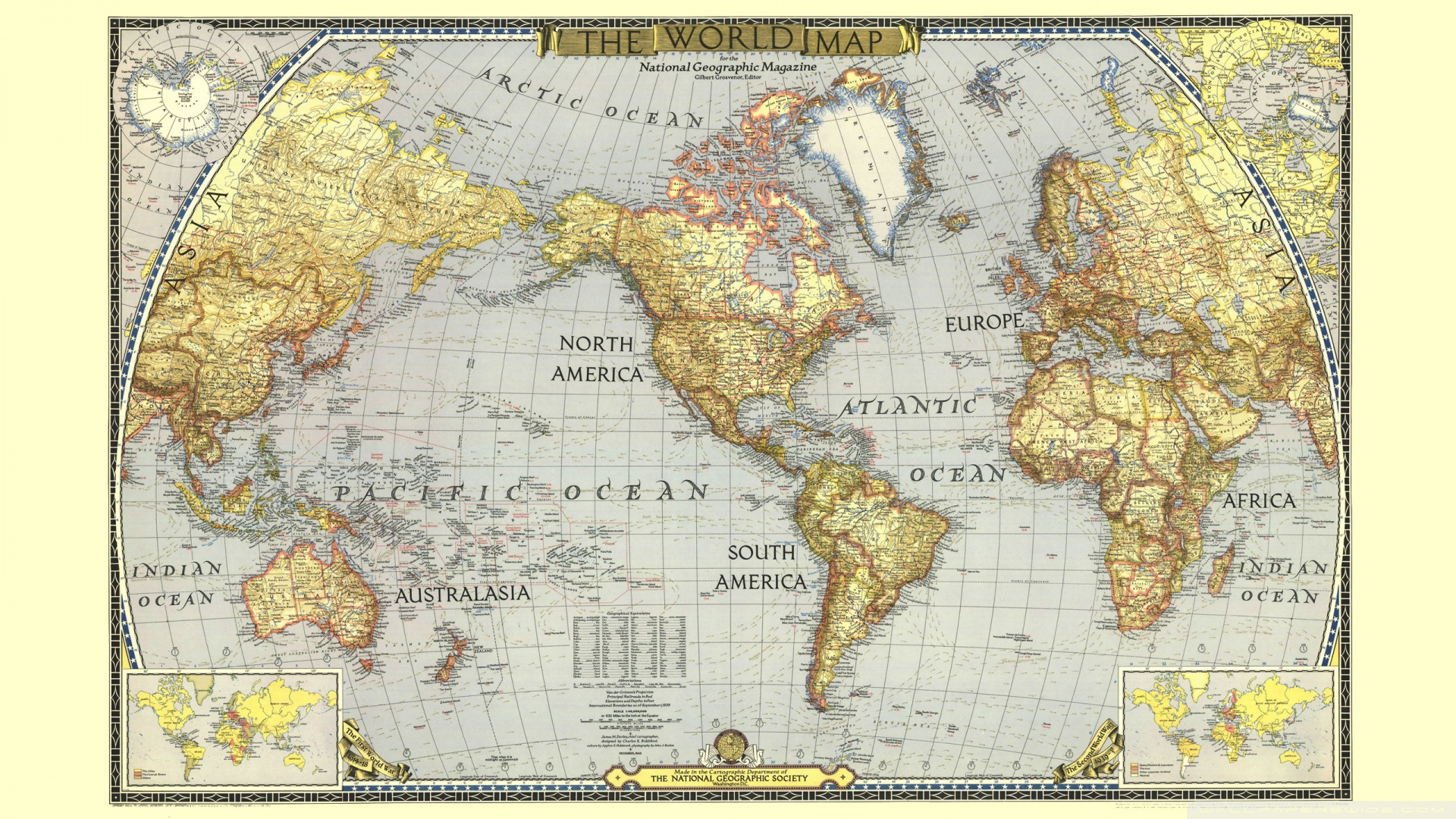 Vintage Map Of The World - HD Wallpaper 