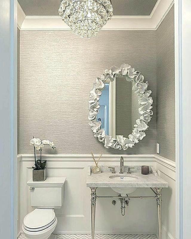 Grasscloth Wallpaper Bathroom Gold Home Shop Decor - Chandeliers In Small Bathrooms - HD Wallpaper 