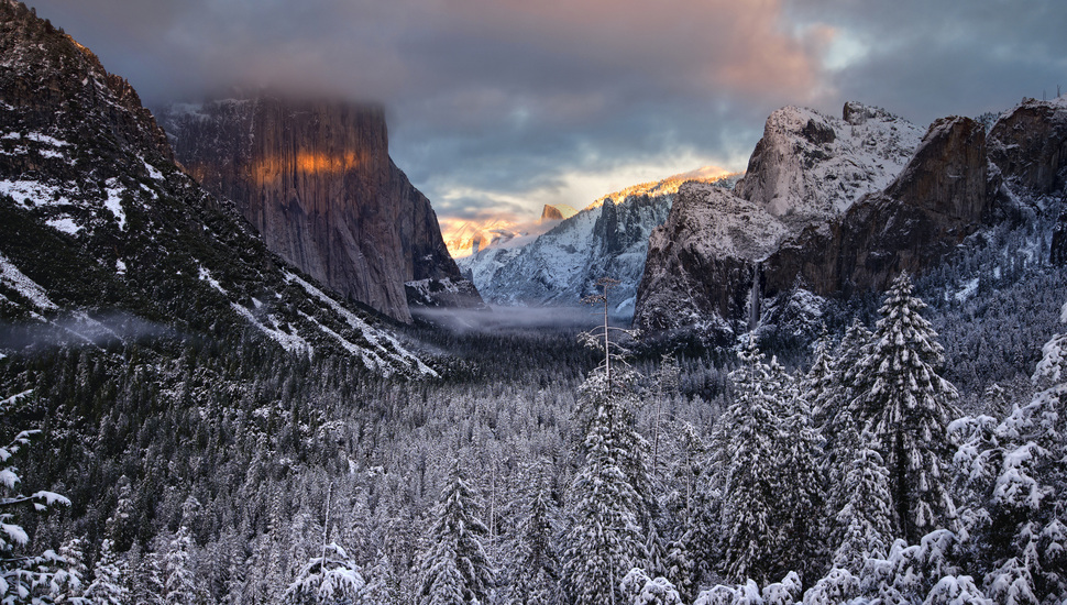 Sierra Nevada Mountains, California, Yosemite National - Йосемити Парк Зимой - HD Wallpaper 