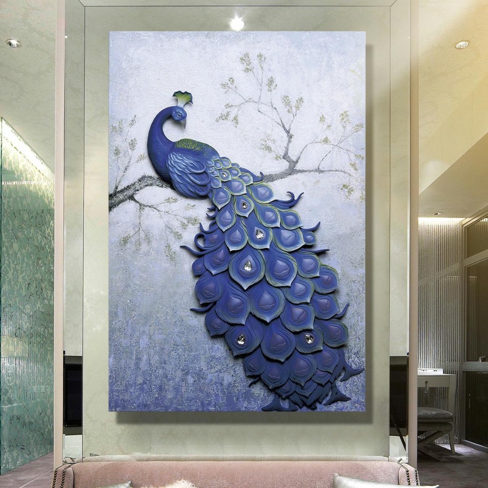 Peacock Wall Decoration Home Made - HD Wallpaper 