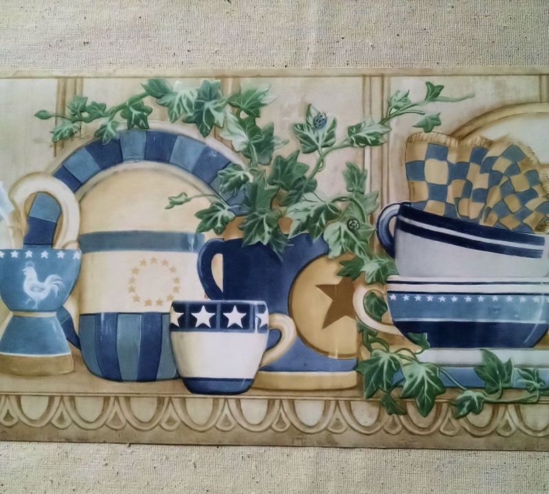 Cups, Plates, Teapots, Ivy Wallpaper Border - Seamless Kitchen Wallpaper Borders - HD Wallpaper 