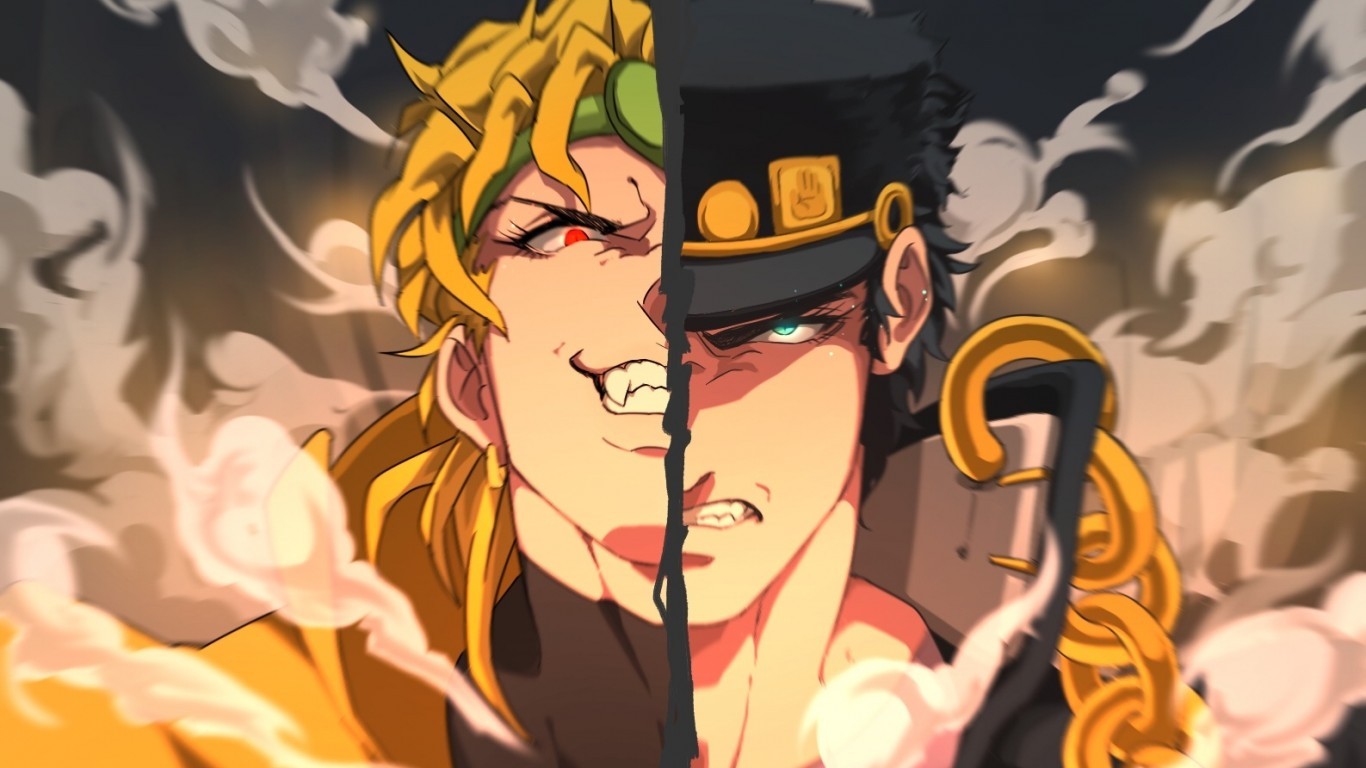 Jojo S Bizarre Kuujou Joutarou Dio Brando Blonde Dio Brando 1366x768 Wallpaper Teahub Io