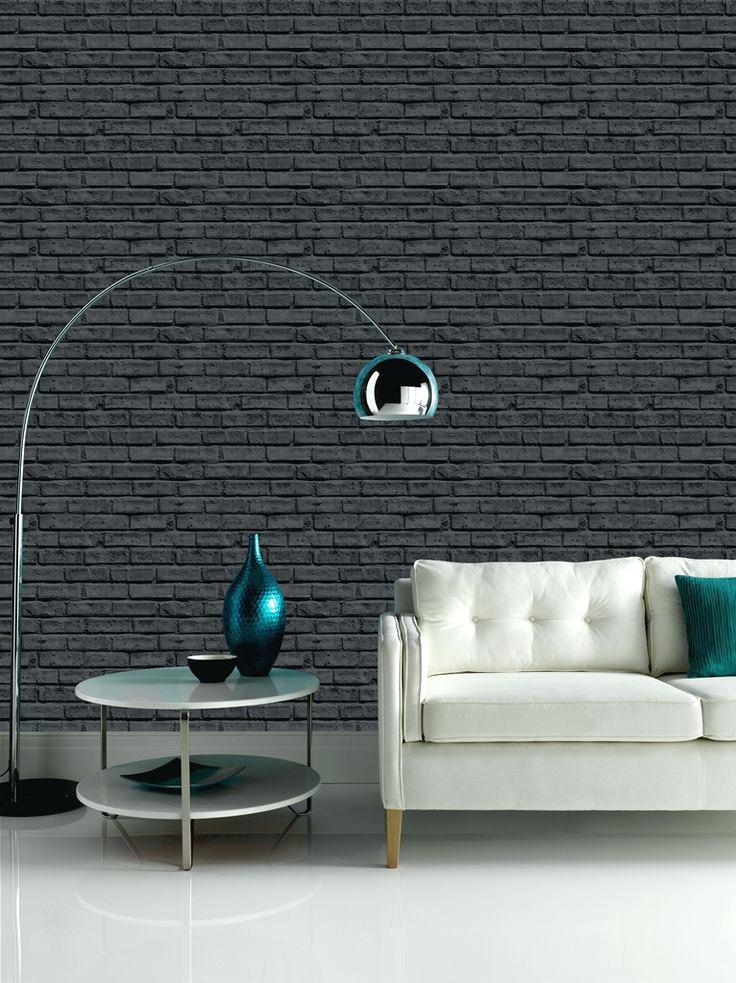 Grasscloth Wallpaper Uk - Black Brick Feature Wall - HD Wallpaper 