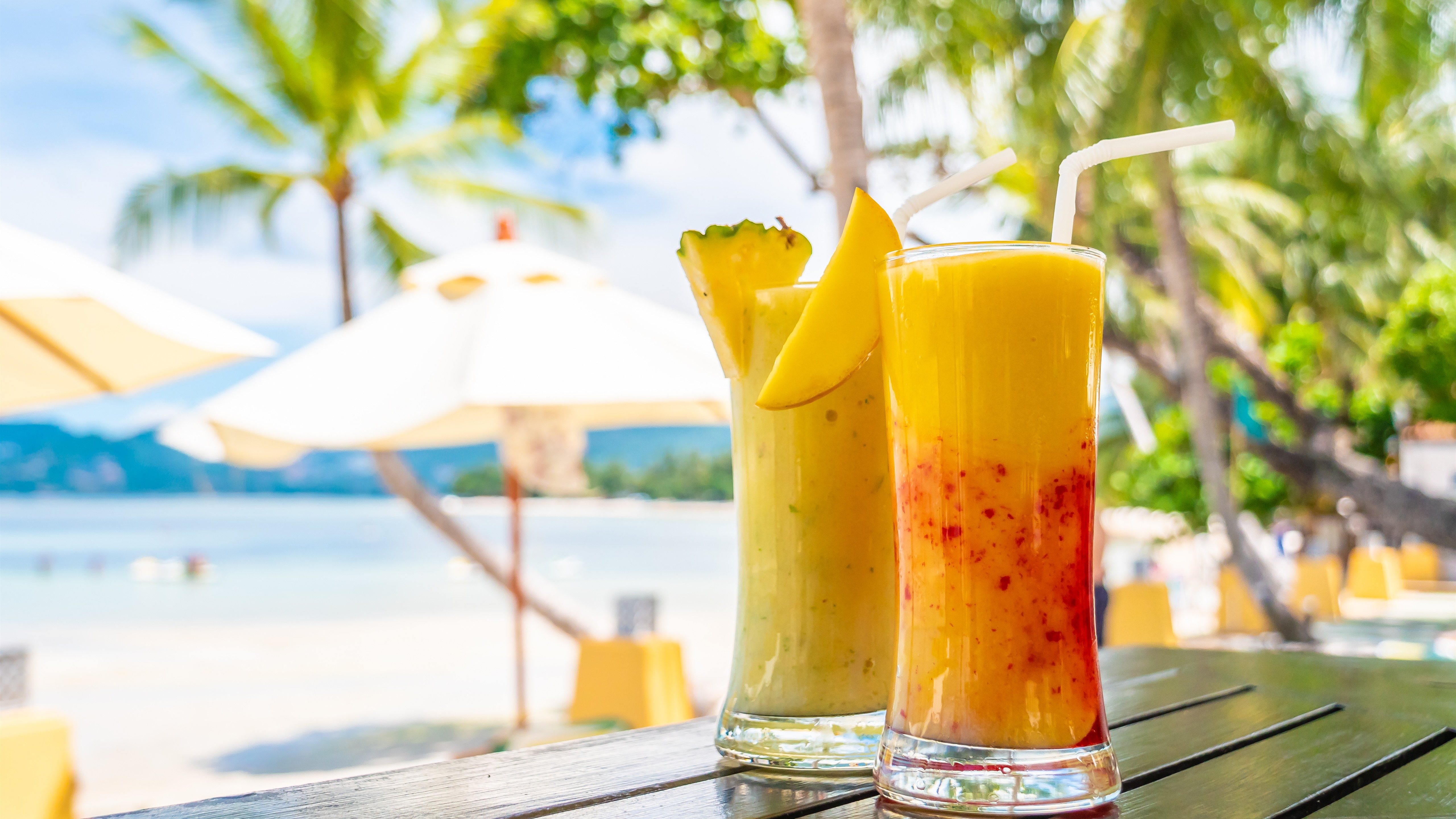 Wallpaper Cocktail, Juice, Pineapple, Mango - Коктейли Море Отдых - HD Wallpaper 