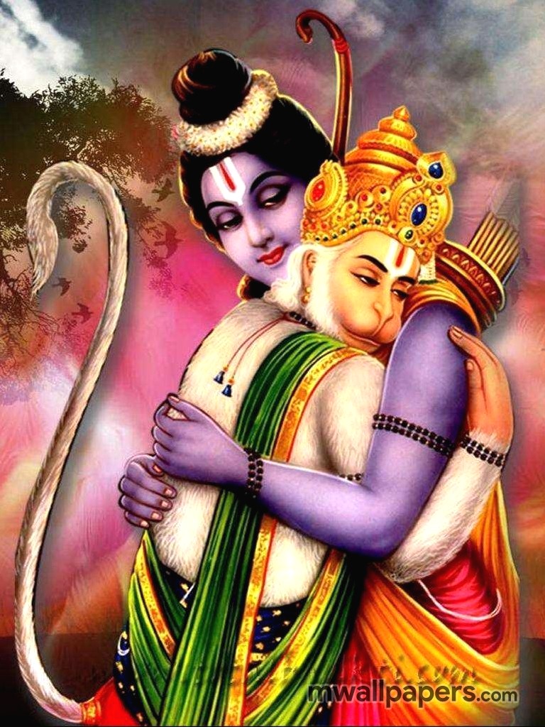 Hanuman Wallpaper Hd (484) - Lord Rama And Hanuman - HD Wallpaper 