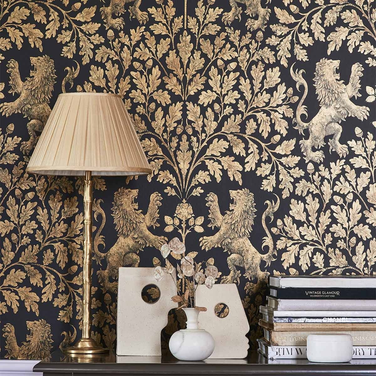 Boscobel Oak Wallpaper Cole And Son Metallic Gold 116/10037 - Cole And Son Boscobel Oak - HD Wallpaper 