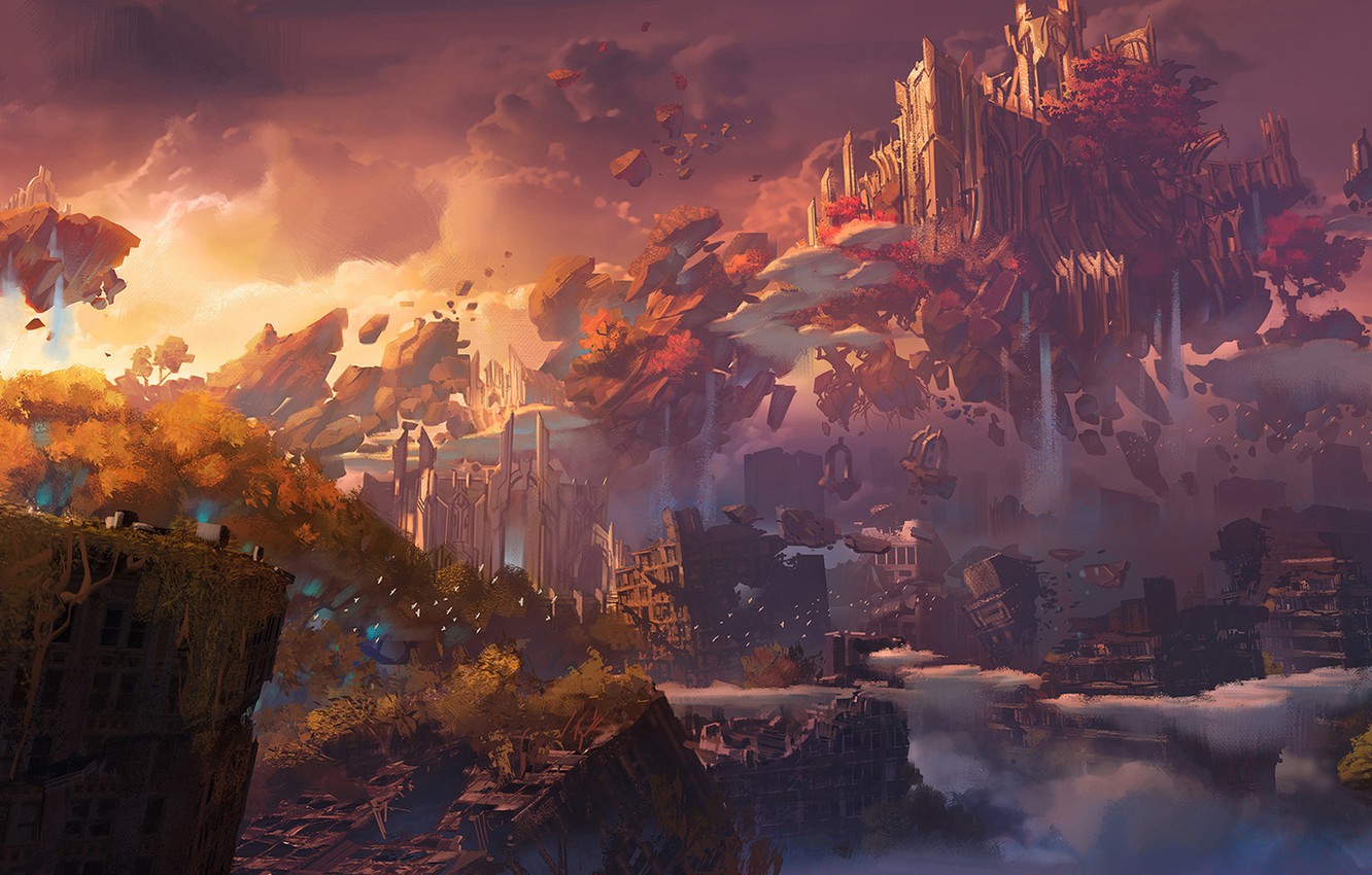 Photo Wallpaper The Sky, Mountains, The City, The Game, - Darksiders 3 Environment Art - HD Wallpaper 