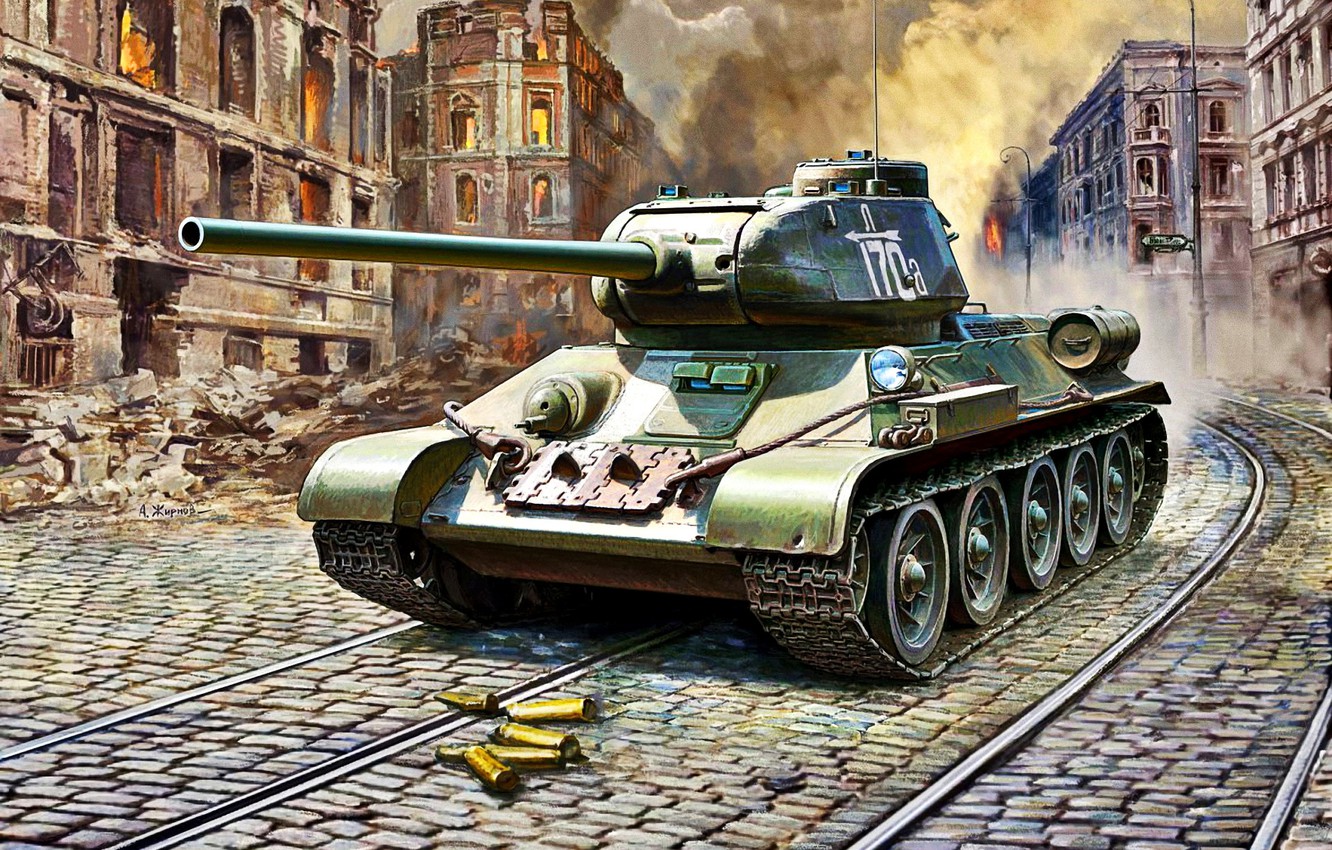 Photo Wallpaper Sleeve, Tram Tracks, T-34/85, The Red - Zvezda T 34 85 - HD Wallpaper 