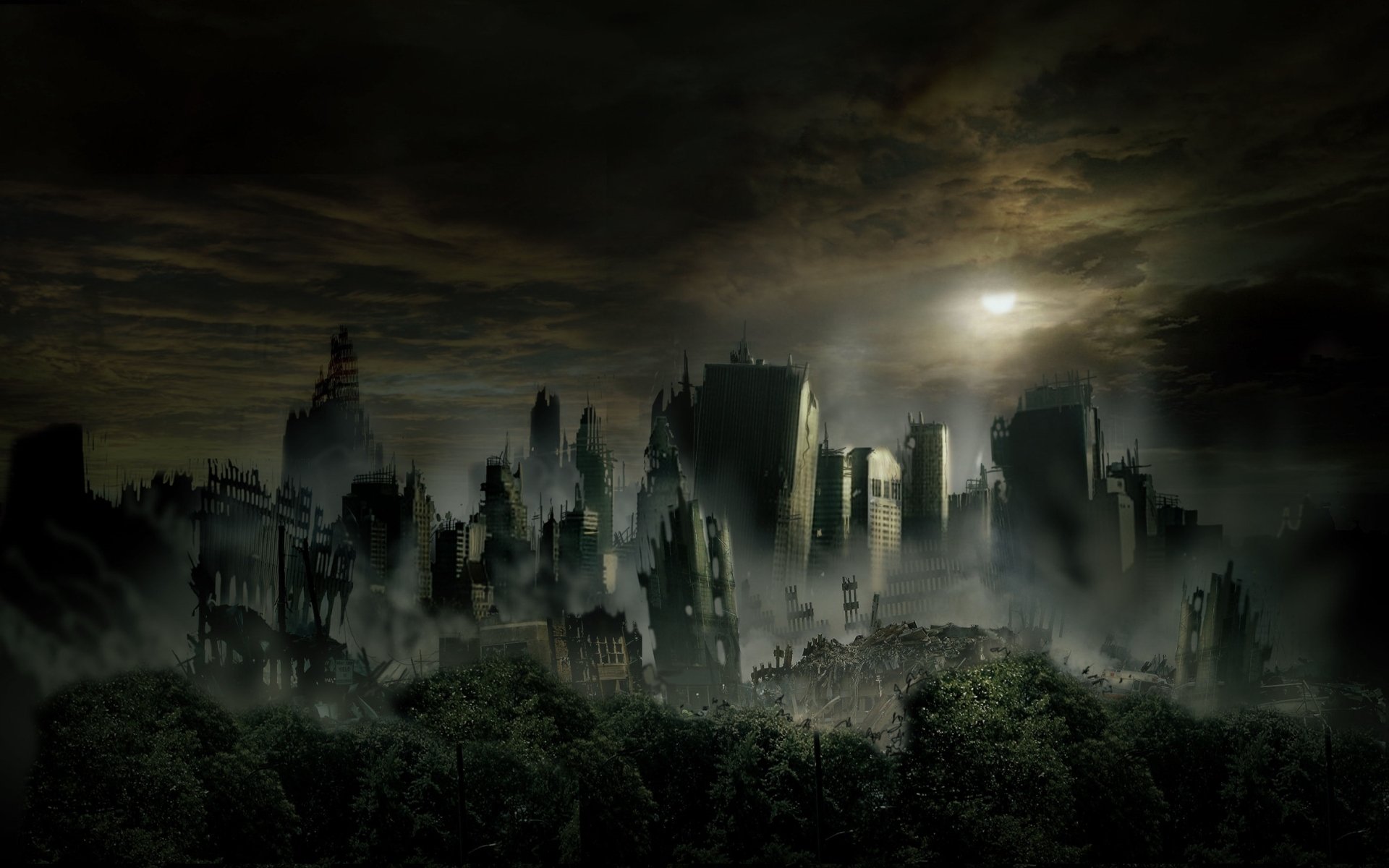 263 Post Apocalyptic Hd Wallpapers - Dark Cityscape - HD Wallpaper 