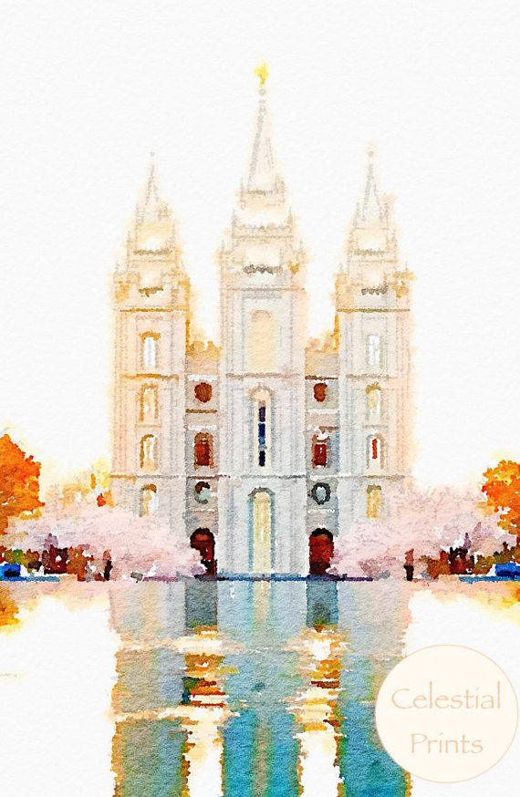 Large Salt Lake Temple Print, Salt Lake Temple Watercolor, - Salt Lake City Temple Watercolor - HD Wallpaper 