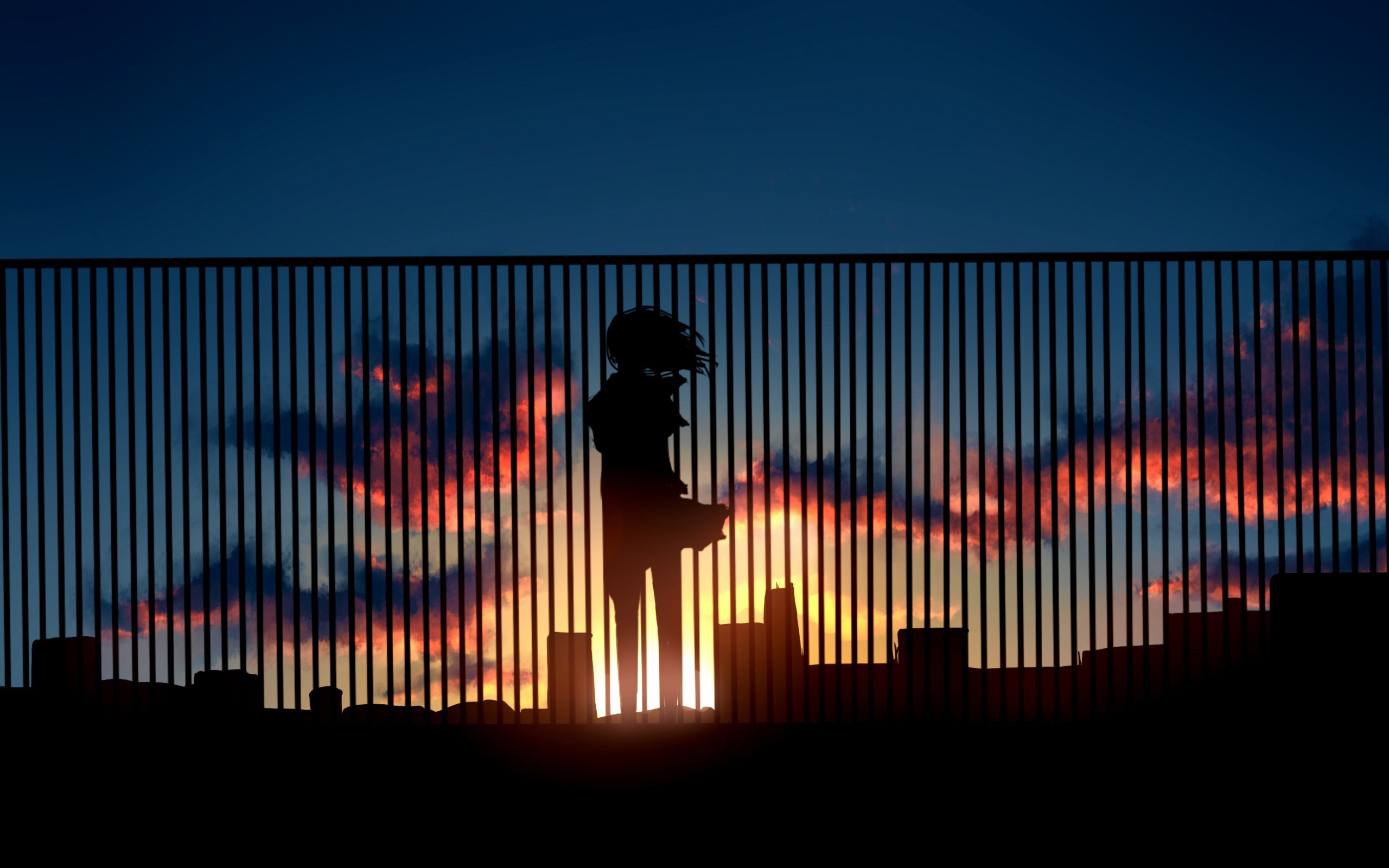 Anime Girls In Sunrise - HD Wallpaper 