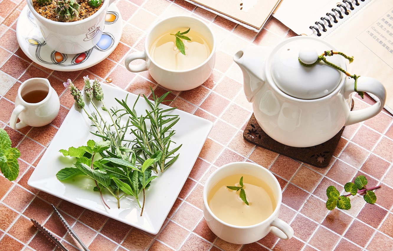 Photo Wallpaper Tea, Cup, Drink, Grass, Teapot - Cup - HD Wallpaper 