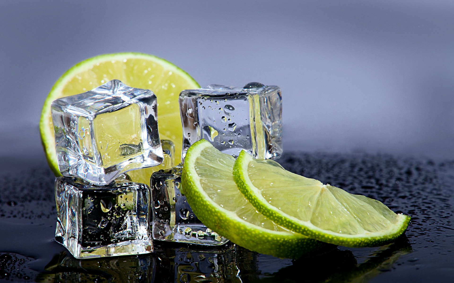 Ice Slices And Lemon Slices 3d Wallpapers And Backgrounds - Green Hd Green Lemon - HD Wallpaper 