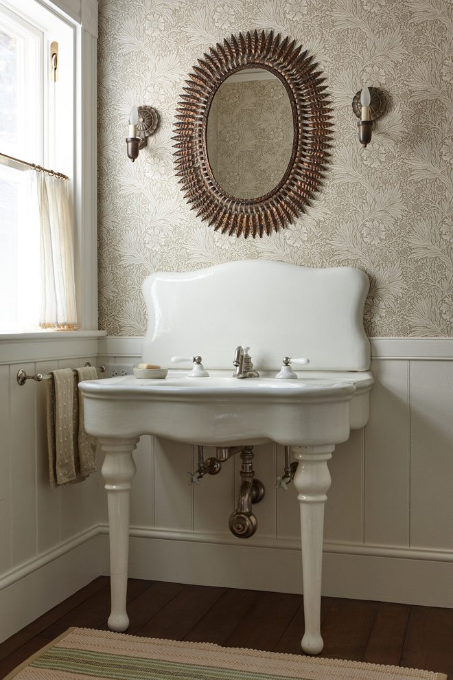 Moroccan Wallpaper Designs With Mirror And Shower Door - Bathroom Sink - HD Wallpaper 