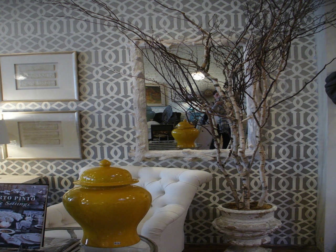Moroccan Trellis Wallpaper Wall Paper Dining Room Living - Interior Design - HD Wallpaper 