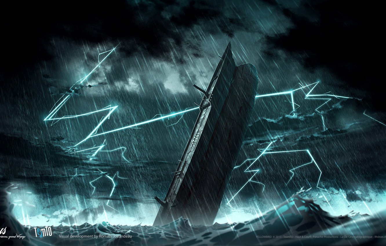 Photo Wallpaper Sea, Storm, Zipper, Disaster, Gus - Gus Petit Oiseau Grand Voyage - HD Wallpaper 