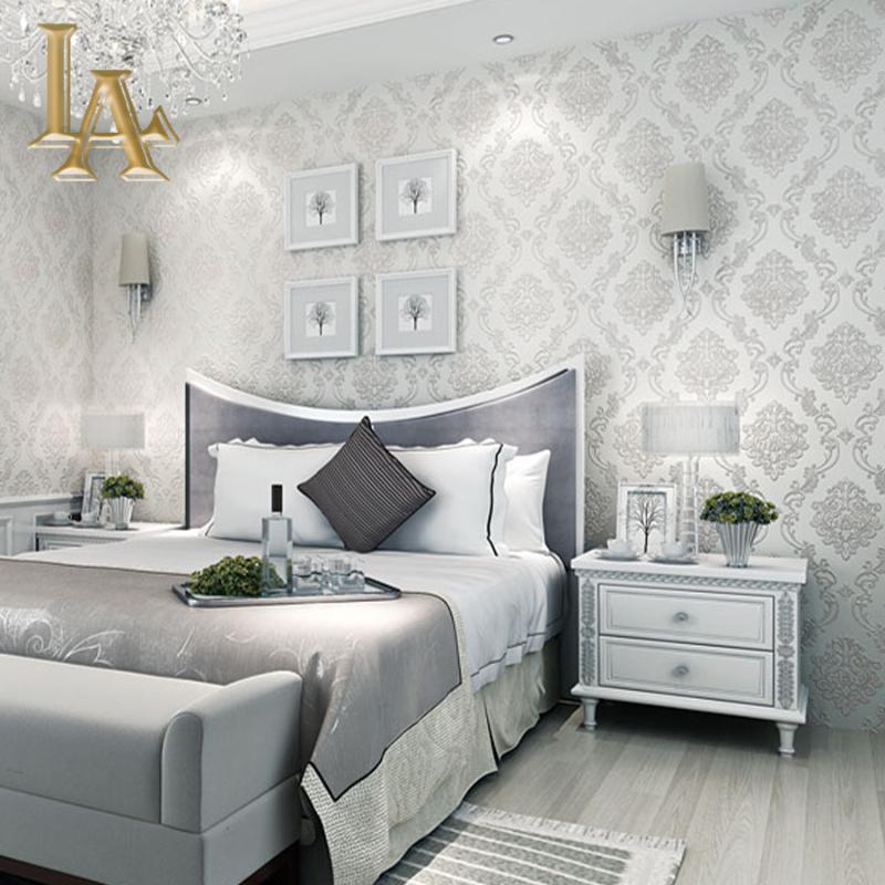 Bedroom Grey Wallpaper Damask - HD Wallpaper 