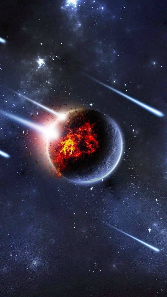 Wallpaper Iphone 5 S Meteor Rain On Planet 640 X 1136 - Planet Wallpaper Iphone - HD Wallpaper 