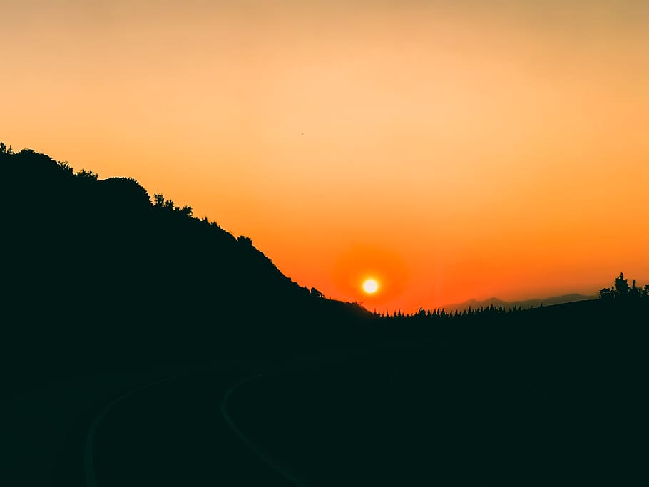 Minimal, One, Color, Orange, Sun, Sunrise, Dark, Black, - HD Wallpaper 