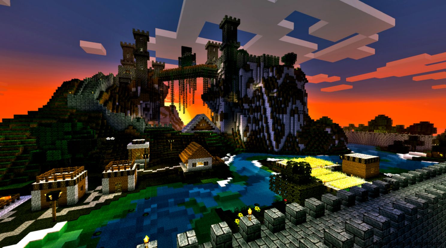 Basic Castles Mountain Minecraft - HD Wallpaper 