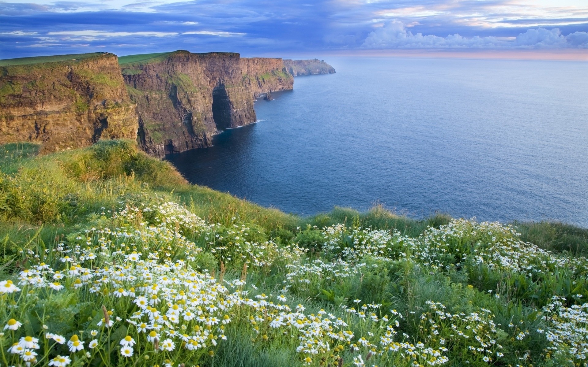 Europe Seashore Landscape Water Sea Travel Nature Sky - Cliffs Of Moher - HD Wallpaper 