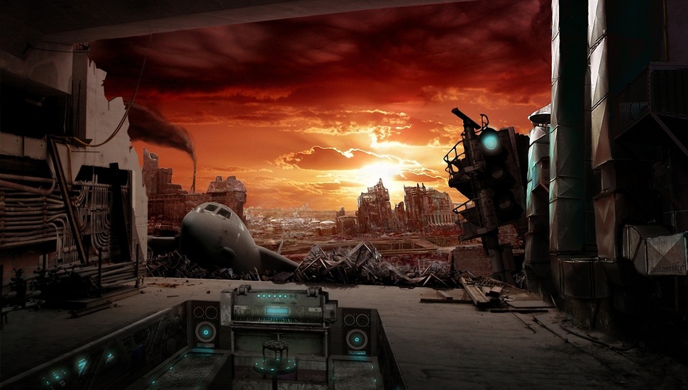 The City, The Plane, Ruins, The Wreckage, Art, Post-apocalypse - Apocalypse End Of The World - HD Wallpaper 