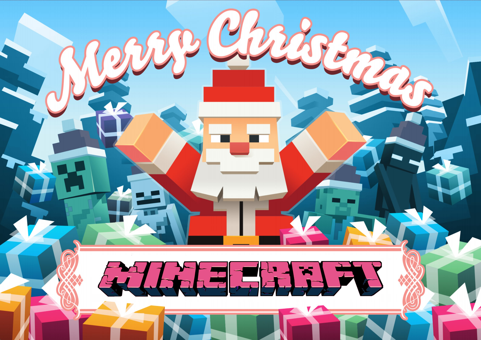 Minecraft Christmas - HD Wallpaper 