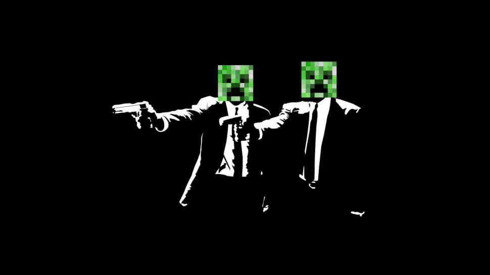 Minecraft Pulp Fiction Black Creeper Hd Wallpaper,video - HD Wallpaper 