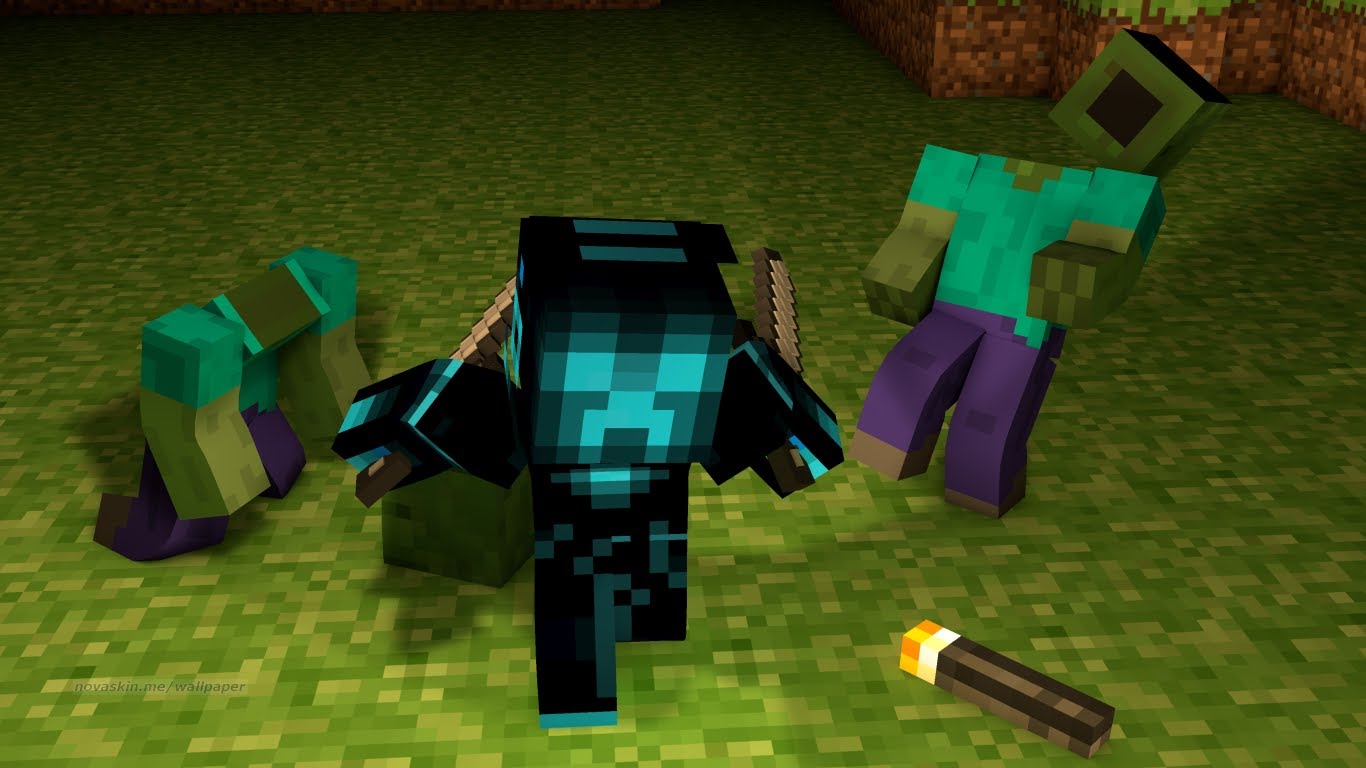 Amazing Minecraft Wallpapers - Minecraft Killing A Zombie - HD Wallpaper 