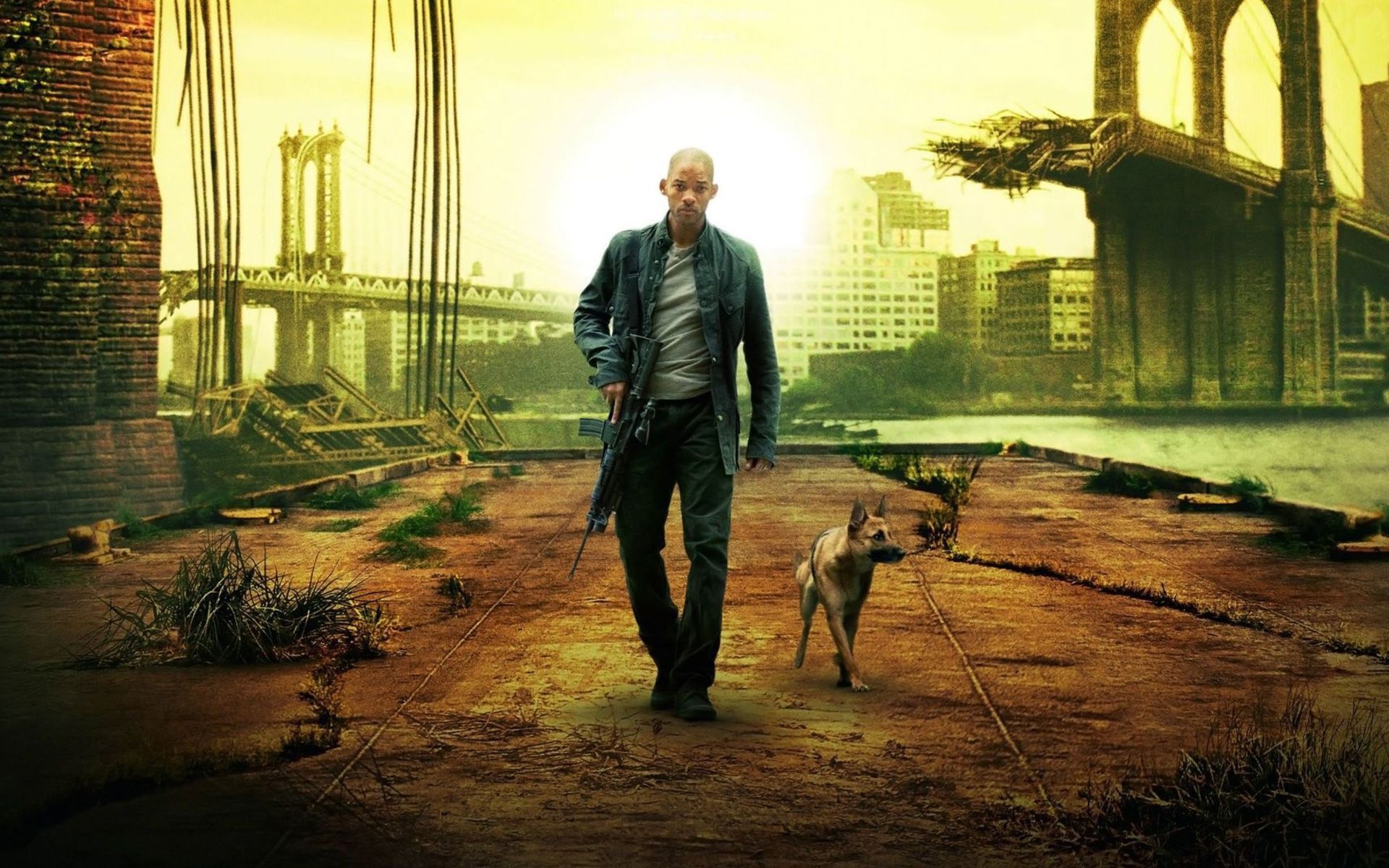 Movies Post Apocalyptic Wallpaper - Je Suis Une Legend - HD Wallpaper 