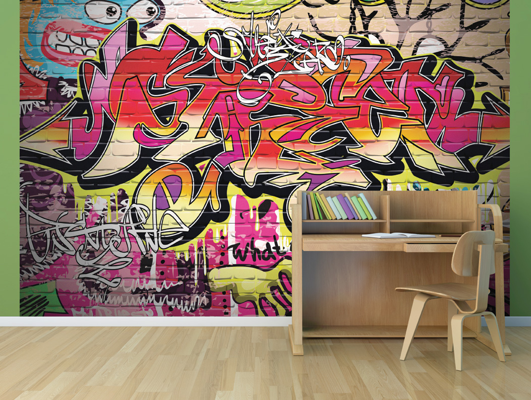 Colourful Graffiti City Street Art Wall Mural - Cool Graffiti Wall Decals - HD Wallpaper 