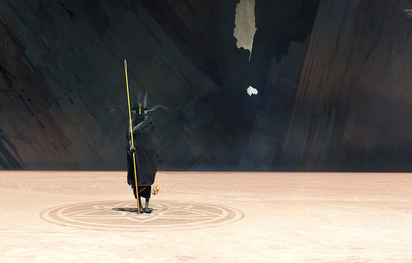 Photo Wallpaper Sand, Sign, Art, Spear, Aboriginal - Golden Witch Doctor - HD Wallpaper 