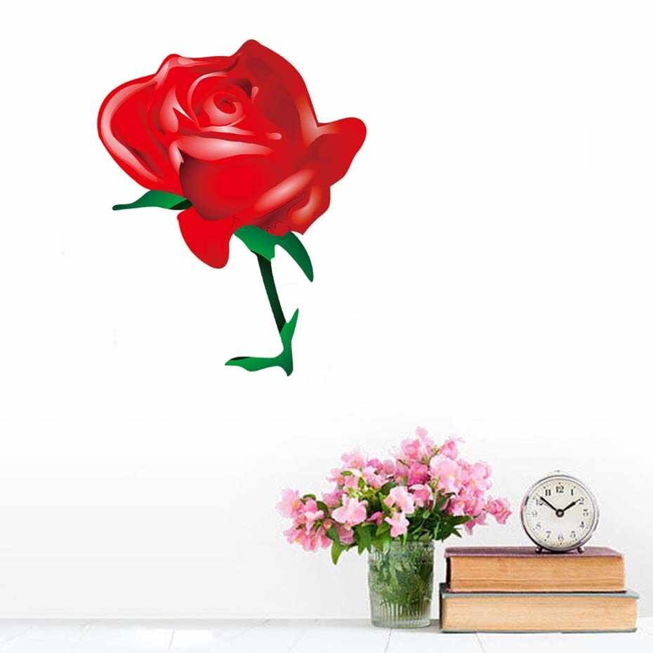 Red Rose Flowers Beautiful Wall Sticker For Girls Bedroom - Never Stop Dreaming Vinyl - HD Wallpaper 