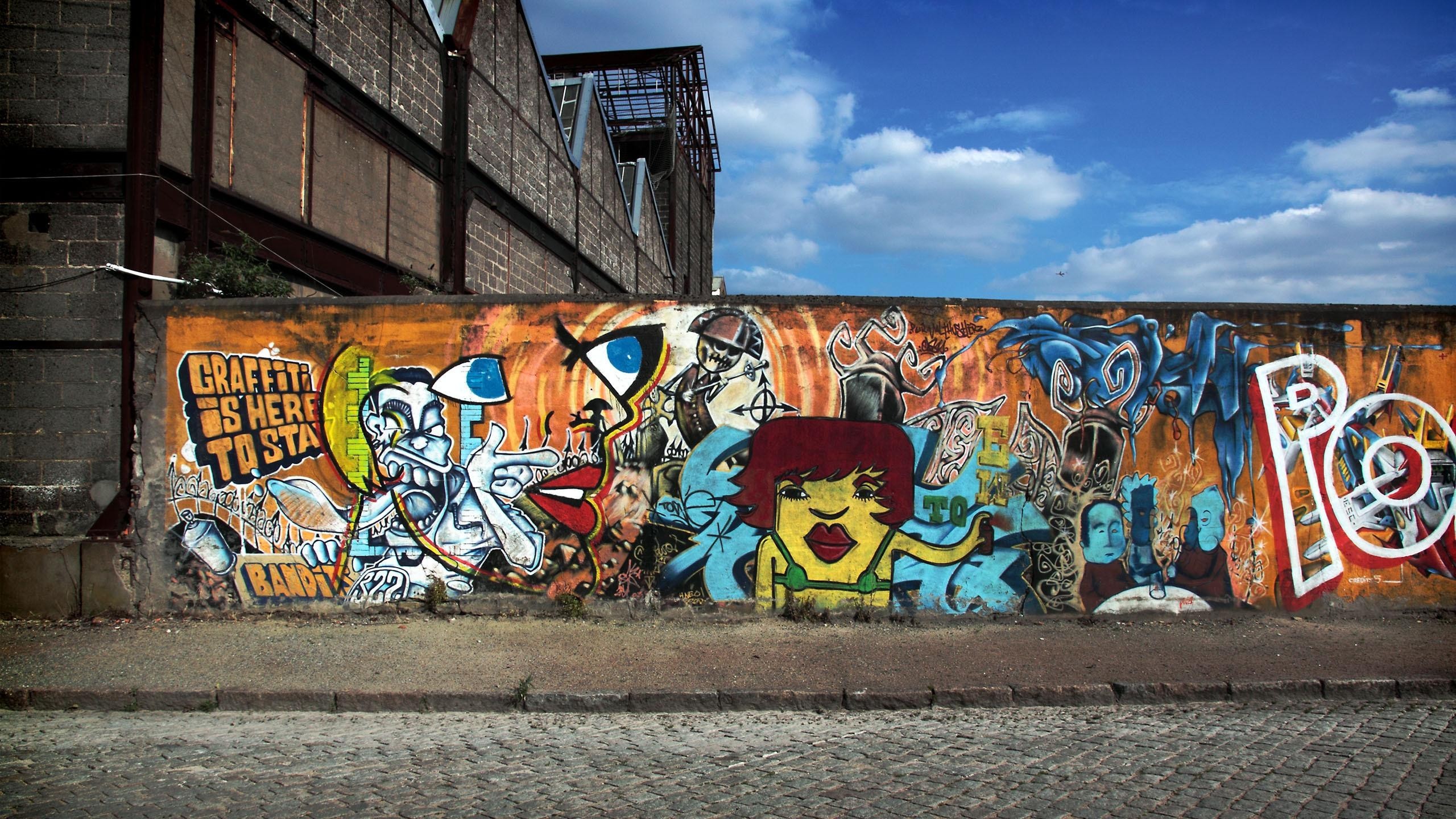 Wallpaper Graffiti Road Sky City Hd Desktop Wallpapers - Full Hd Graffiti Wall Background - HD Wallpaper 