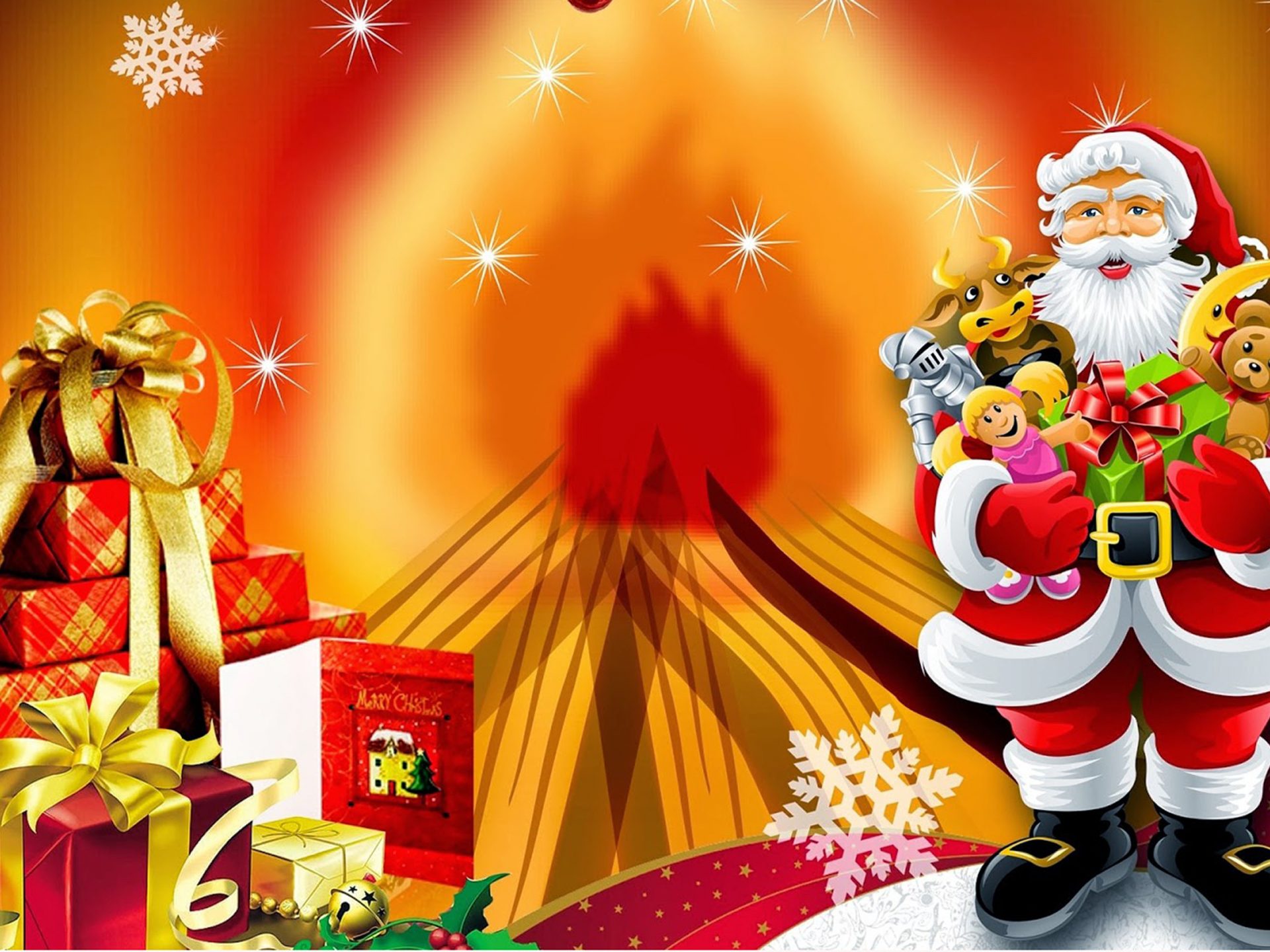 Christmas Santa And Gift - HD Wallpaper 
