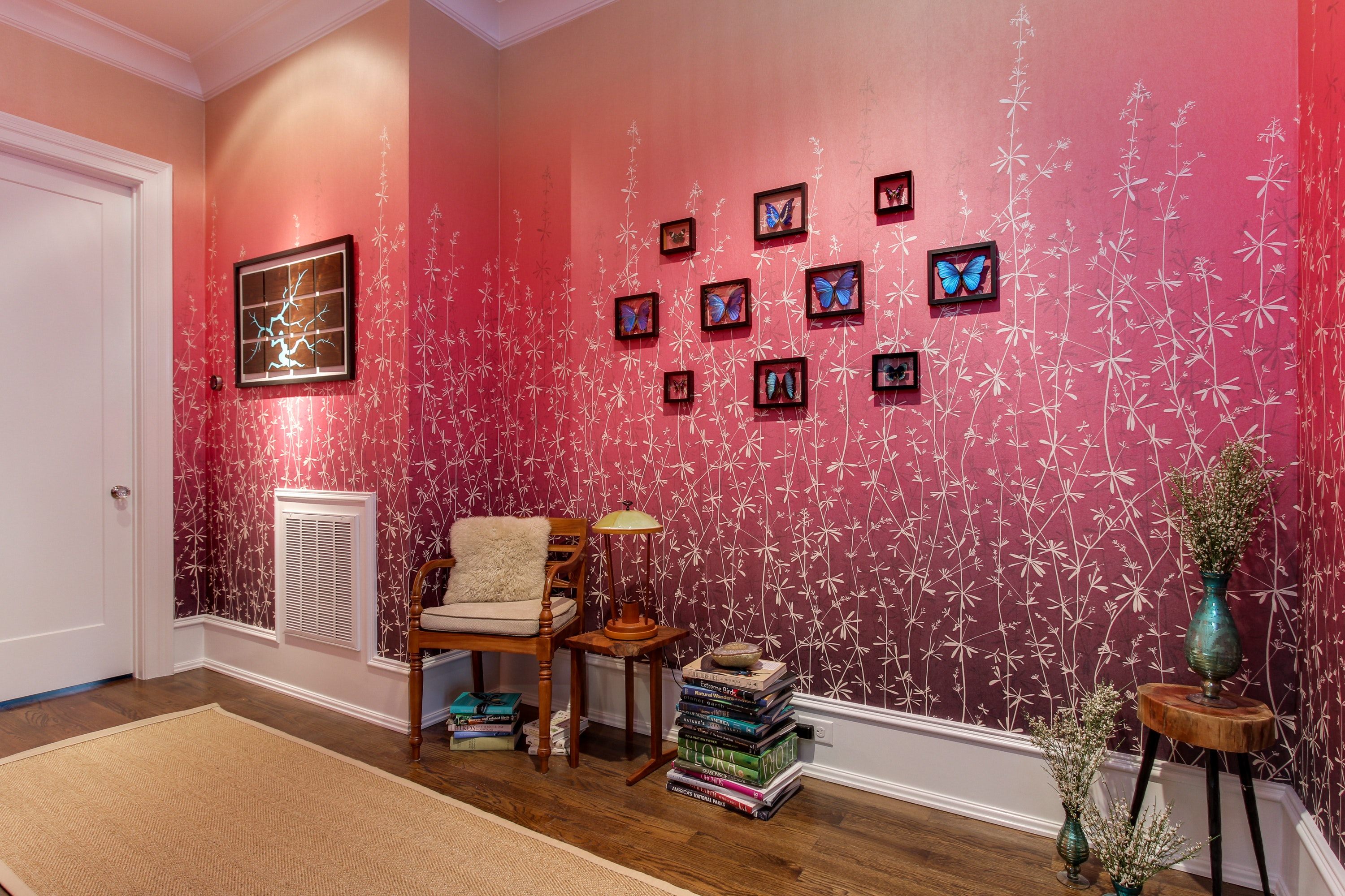 Wood Furniture In Pink Wall - HD Wallpaper 