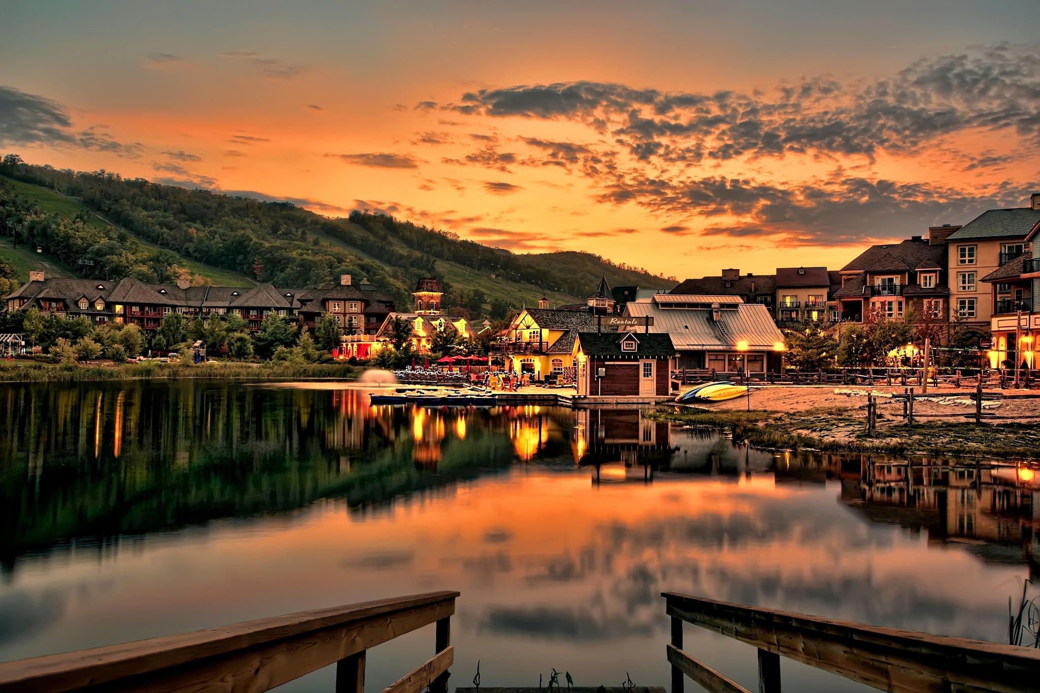 Village Sunset - HD Wallpaper 