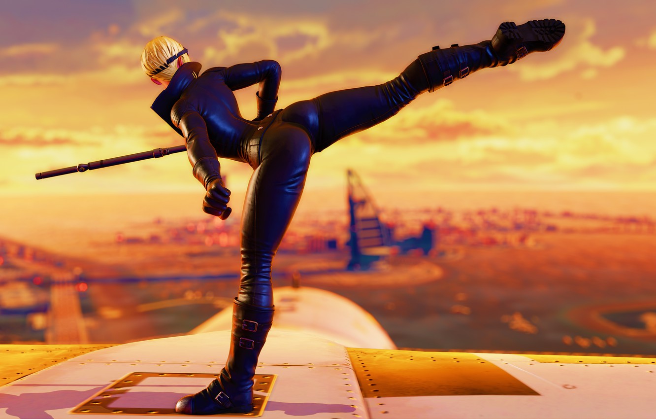Photo Wallpaper Ass, Girl, Rendering, Blow, Leg, Ass, - Street Fighter Falke - HD Wallpaper 