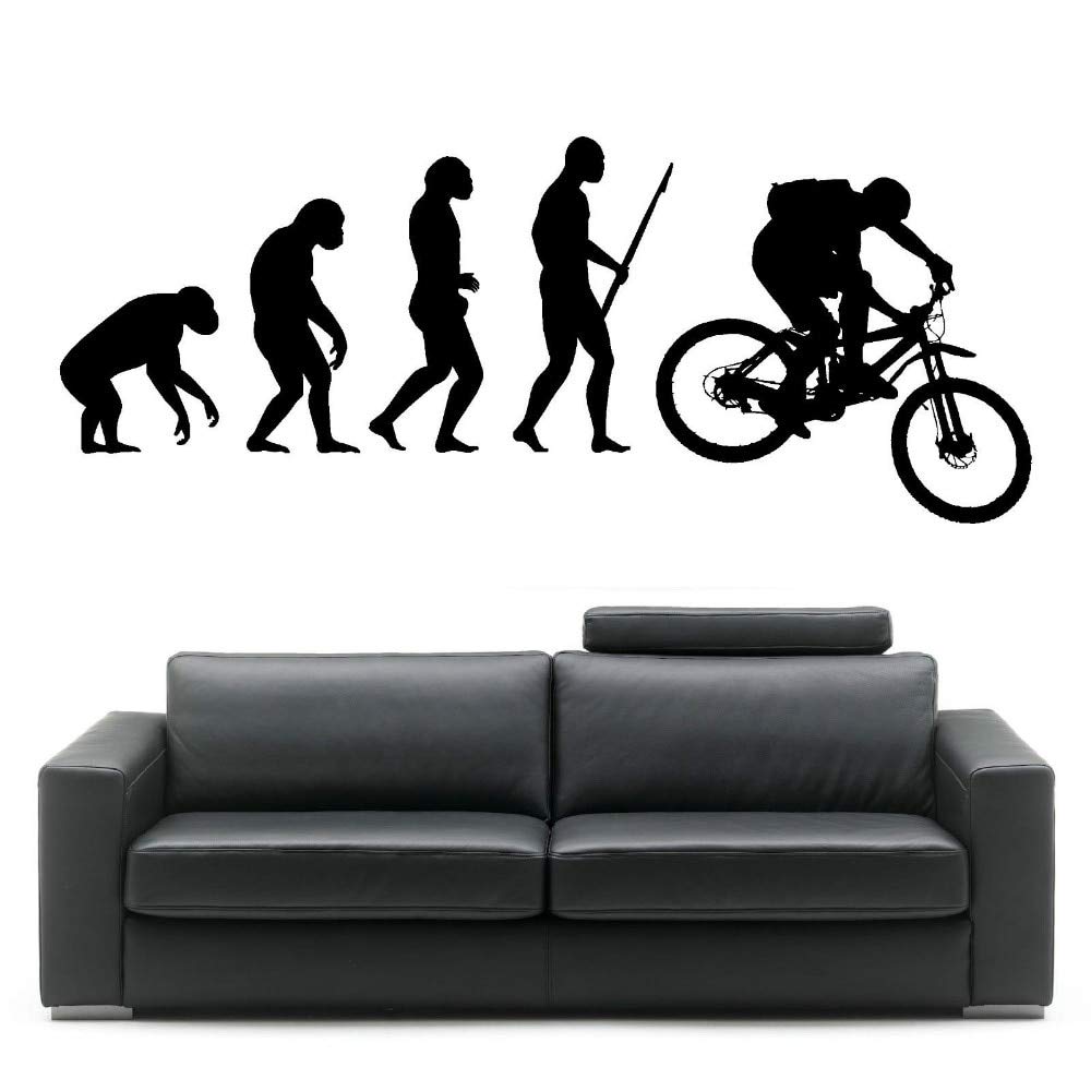 Generic Darwin Evolution Of Man Mountain Bike Vinyl - Mountain Bike Silhouette - HD Wallpaper 