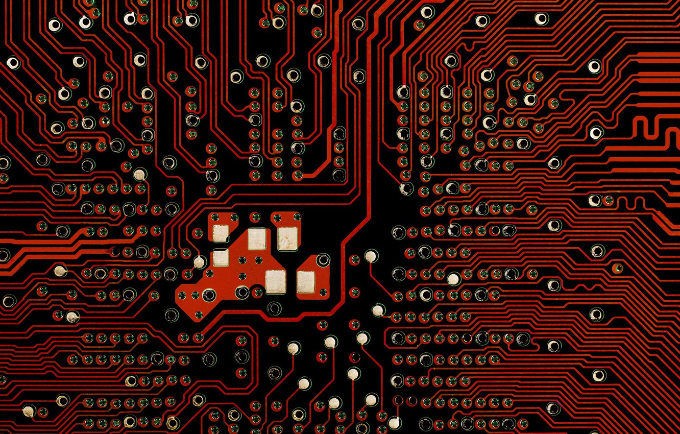 Photo Wallpaper Macro, Background, Computer Circuit - Red Circuit Board Background - HD Wallpaper 