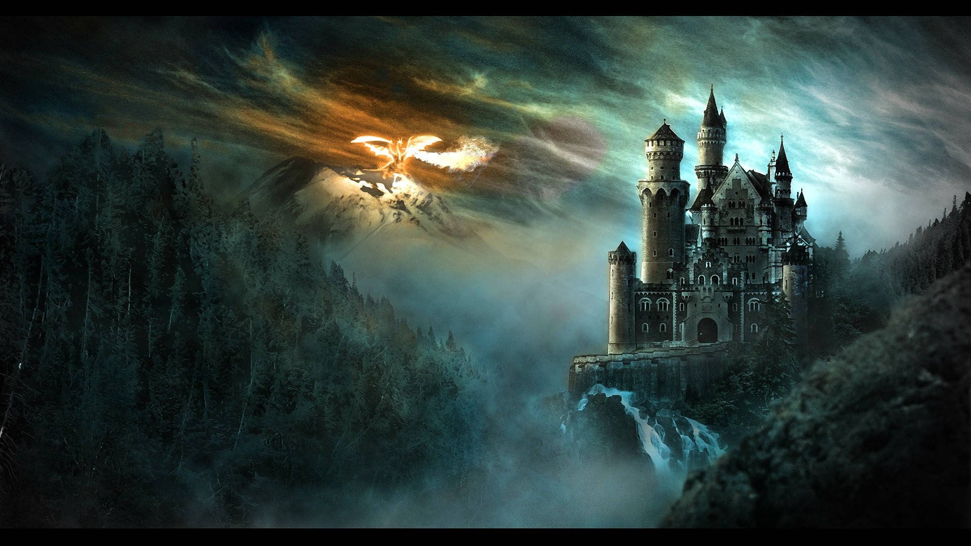 Action, Adventure, Puzzle,dungeons, Rpg, Forgotten, - Medieval Castle And Dragon - HD Wallpaper 