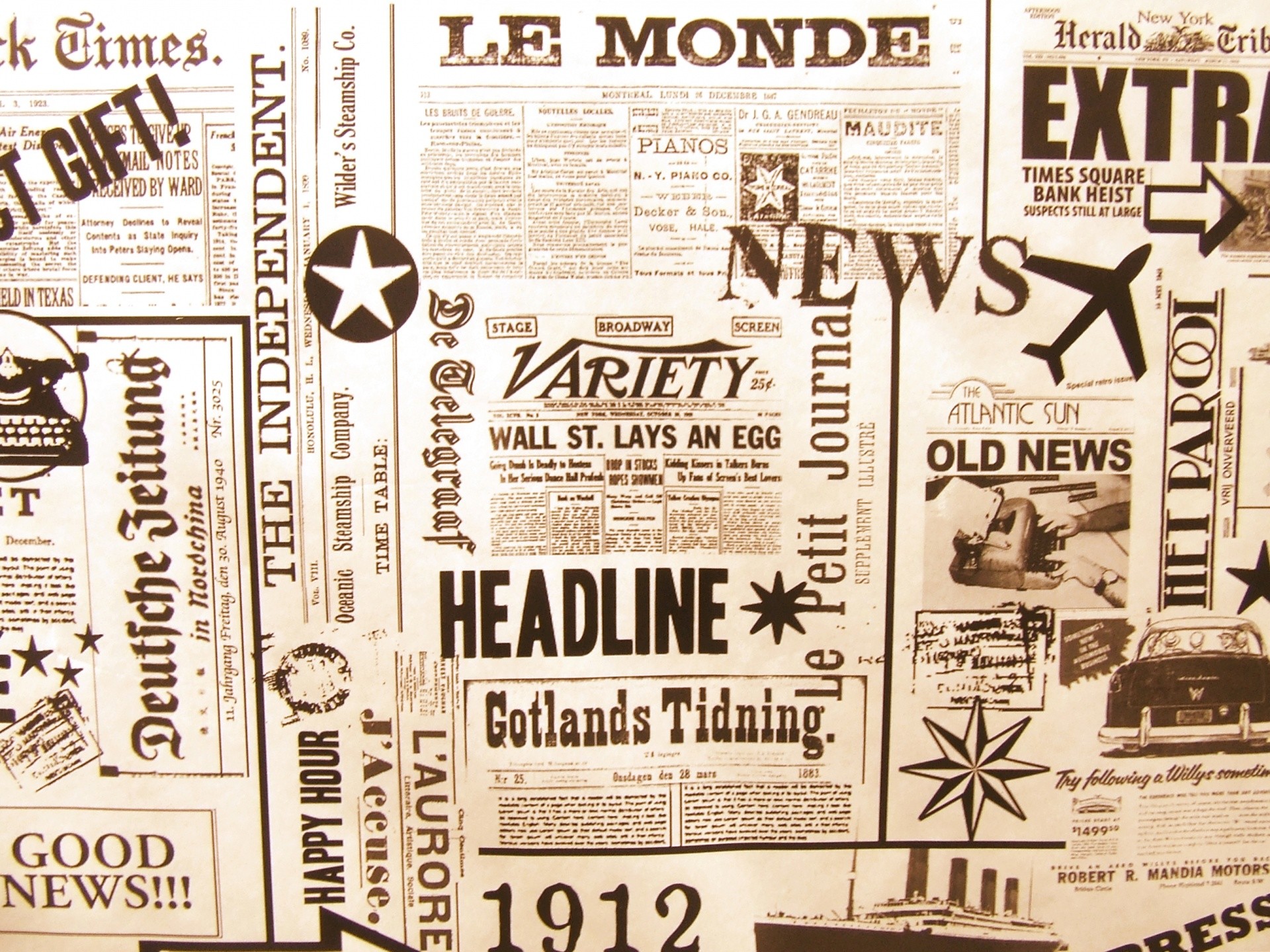 1920x1440, Vintage Newspaper Print 
 Data Id 99815 - Old Newspaper - HD Wallpaper 