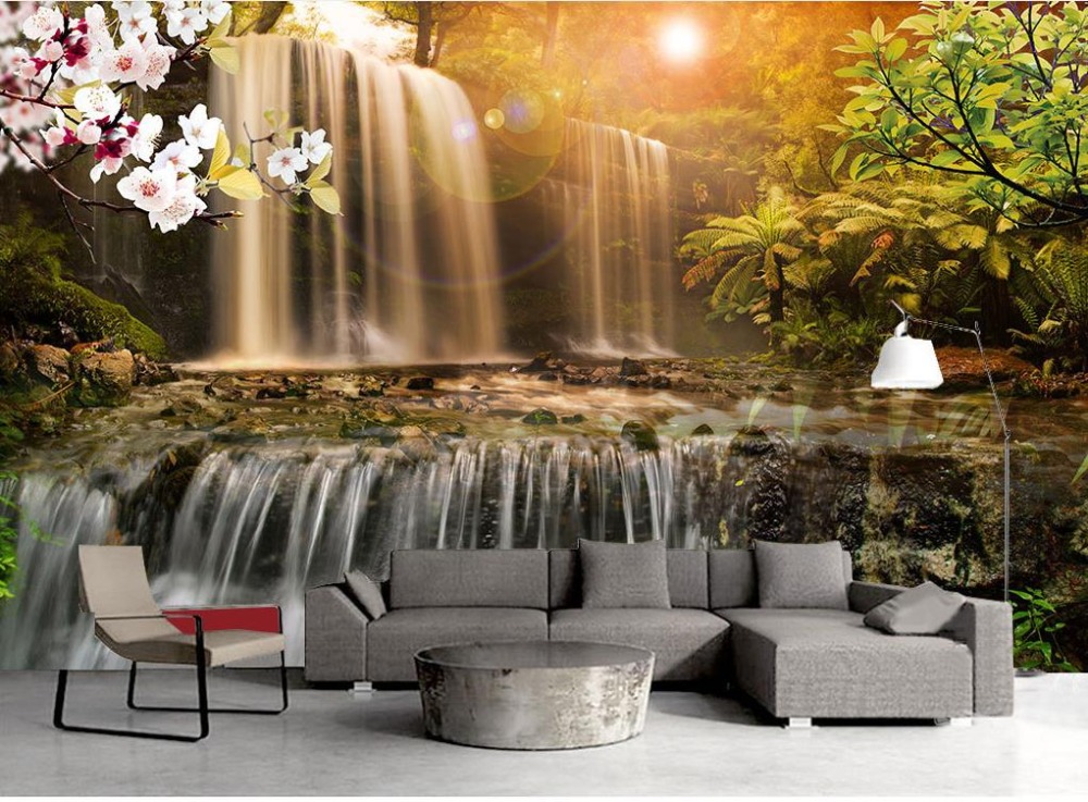 Farmhouse Style Beautiful Waterfall 3d Wall Murals - Wallpaper - HD Wallpaper 