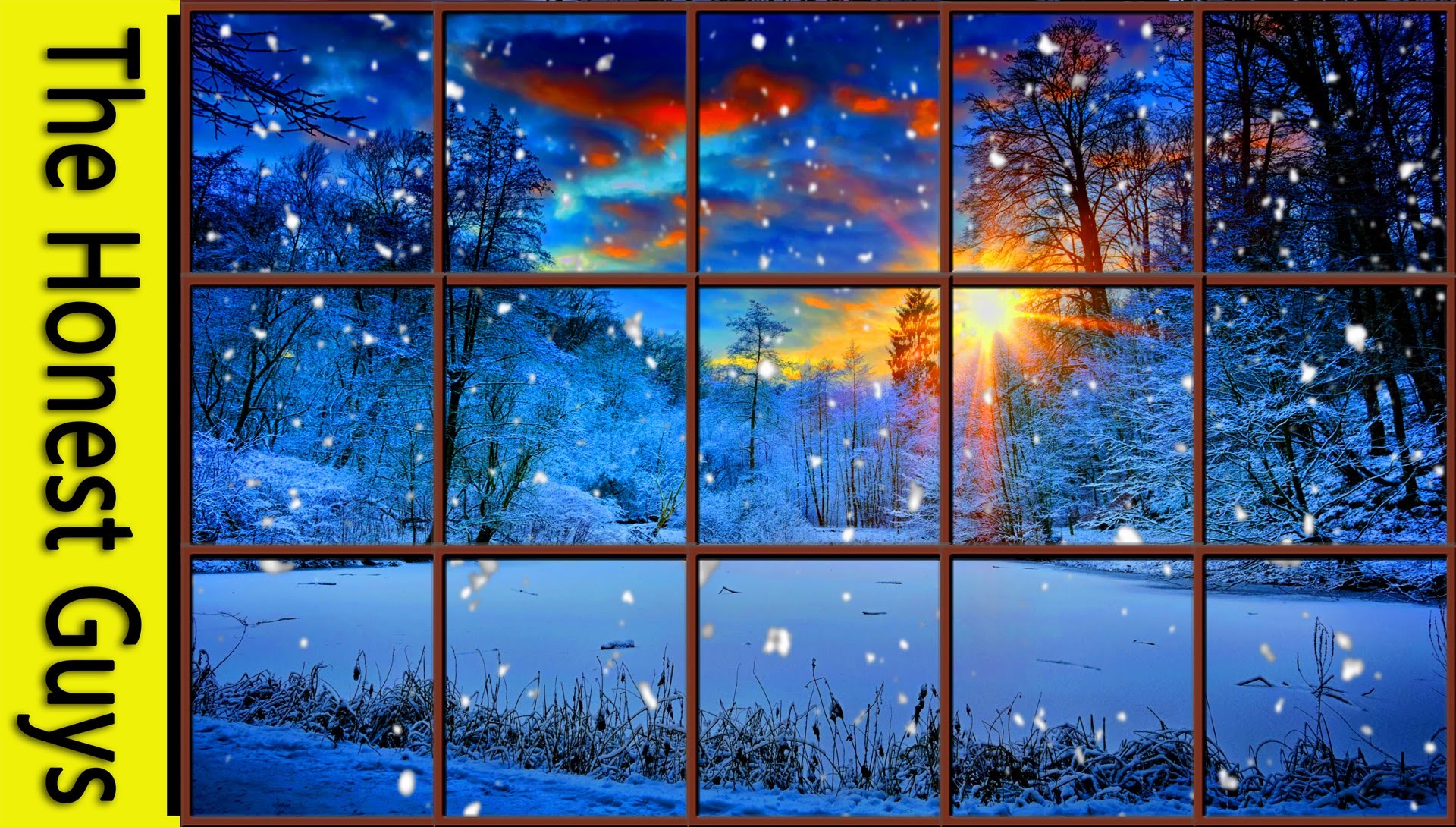 Winter Window Snow Scene - Christmas Window Snow Scene - HD Wallpaper 